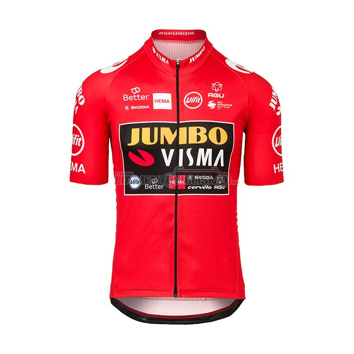 Abbigliamento Ciclismo Jumbo Visma Manica Corta 2021 Rosso